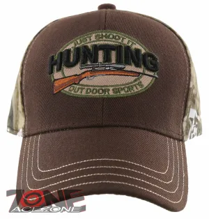 JUST SHOOT IT HUNTING OUTDOOR SPORTS HUNTER BALL CAP HAT BROWN