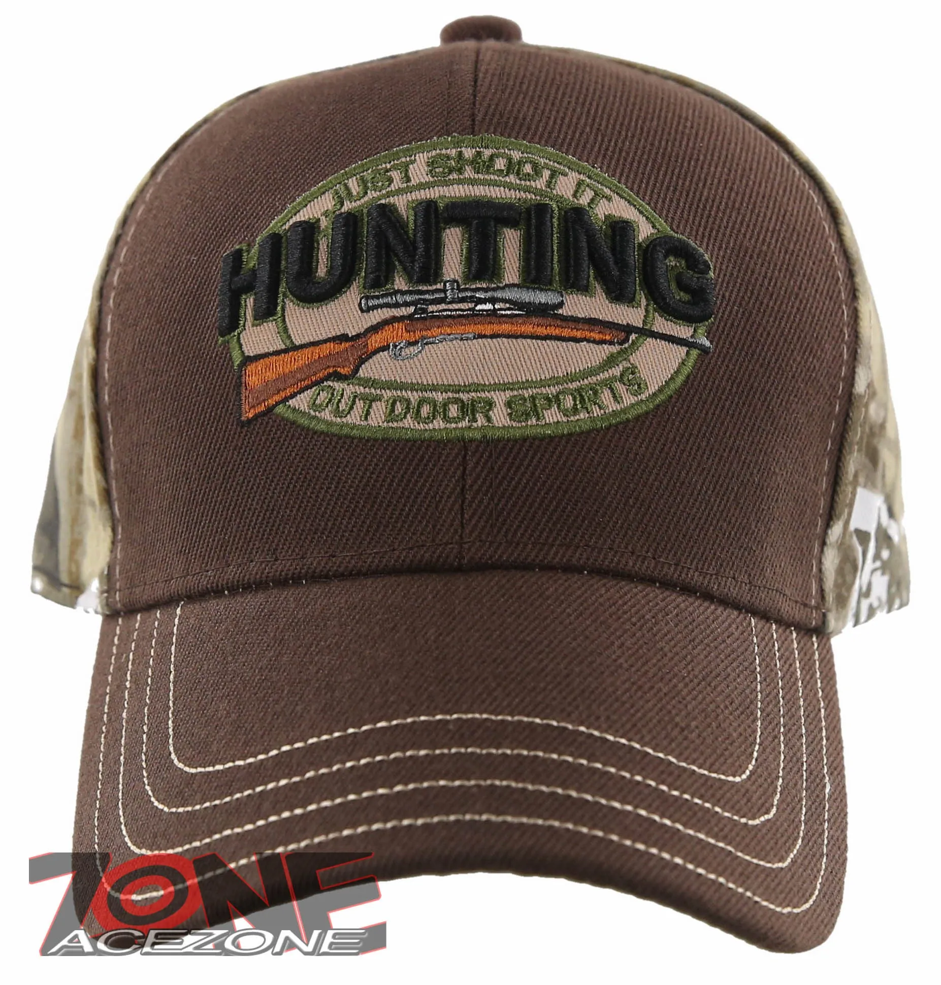 JUST SHOOT IT HUNTING OUTDOOR SPORTS HUNTER BALL CAP HAT BROWN