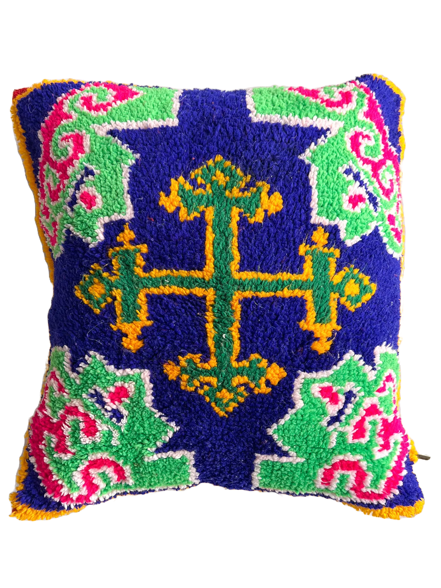 Kalaat M'Gouna's Vintage Pillow - Symbolic, Blue/Green