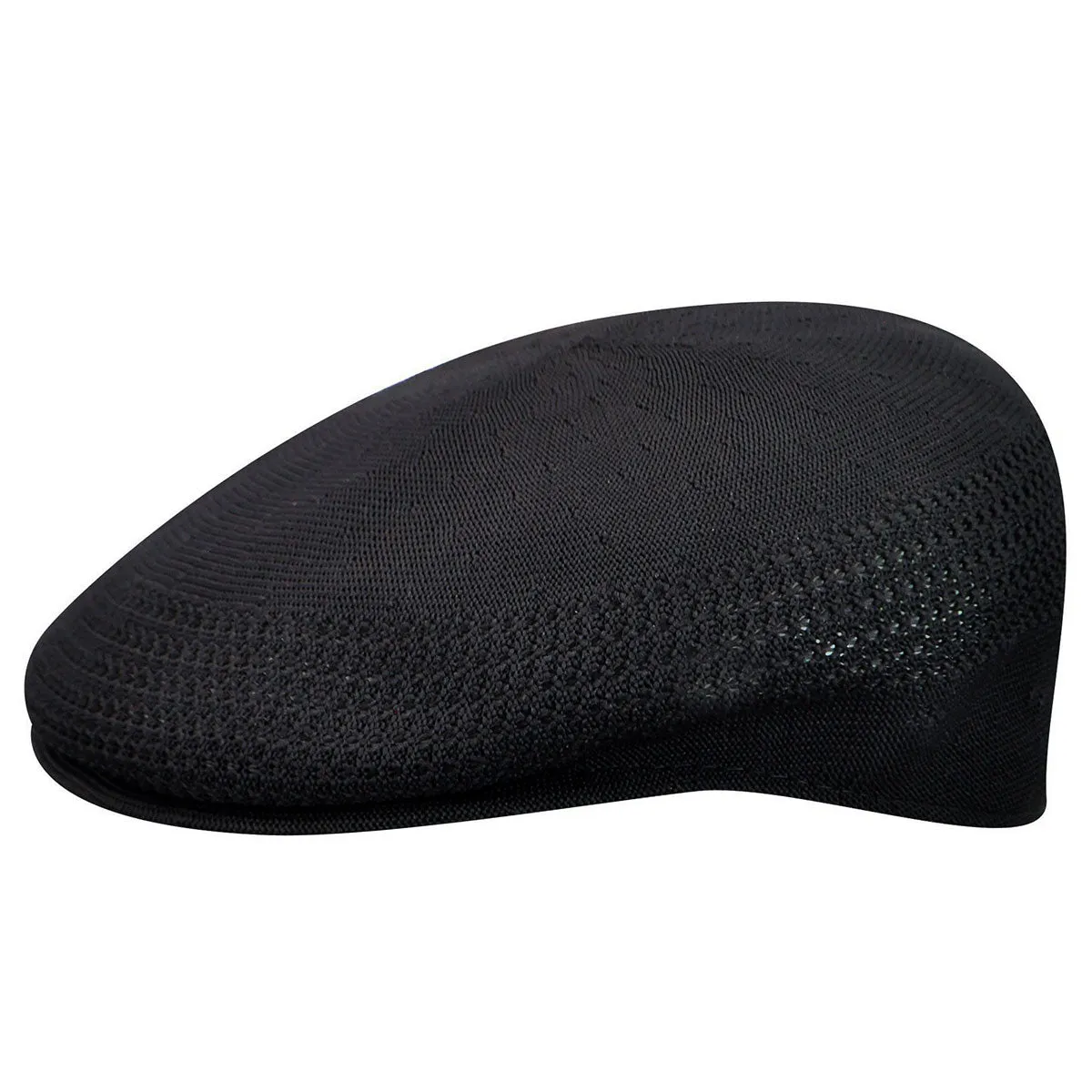 Kangol Black Wool Perforated Herringbone Cap