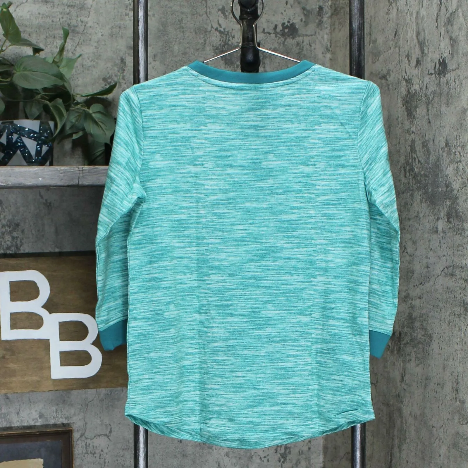 Karen Scott Petite Space Dyed Contrast Trim Knit Top