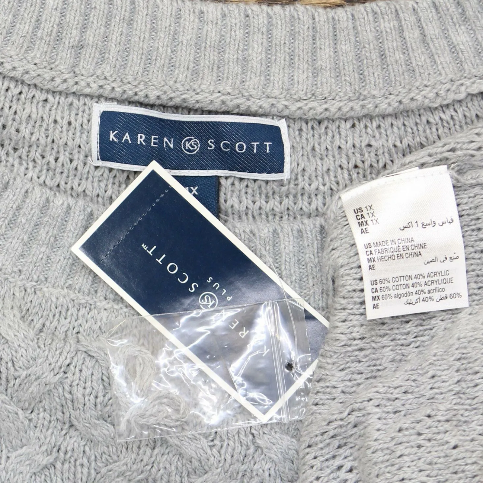 Karen Scott Plus Size Mixed Stitch Sweater