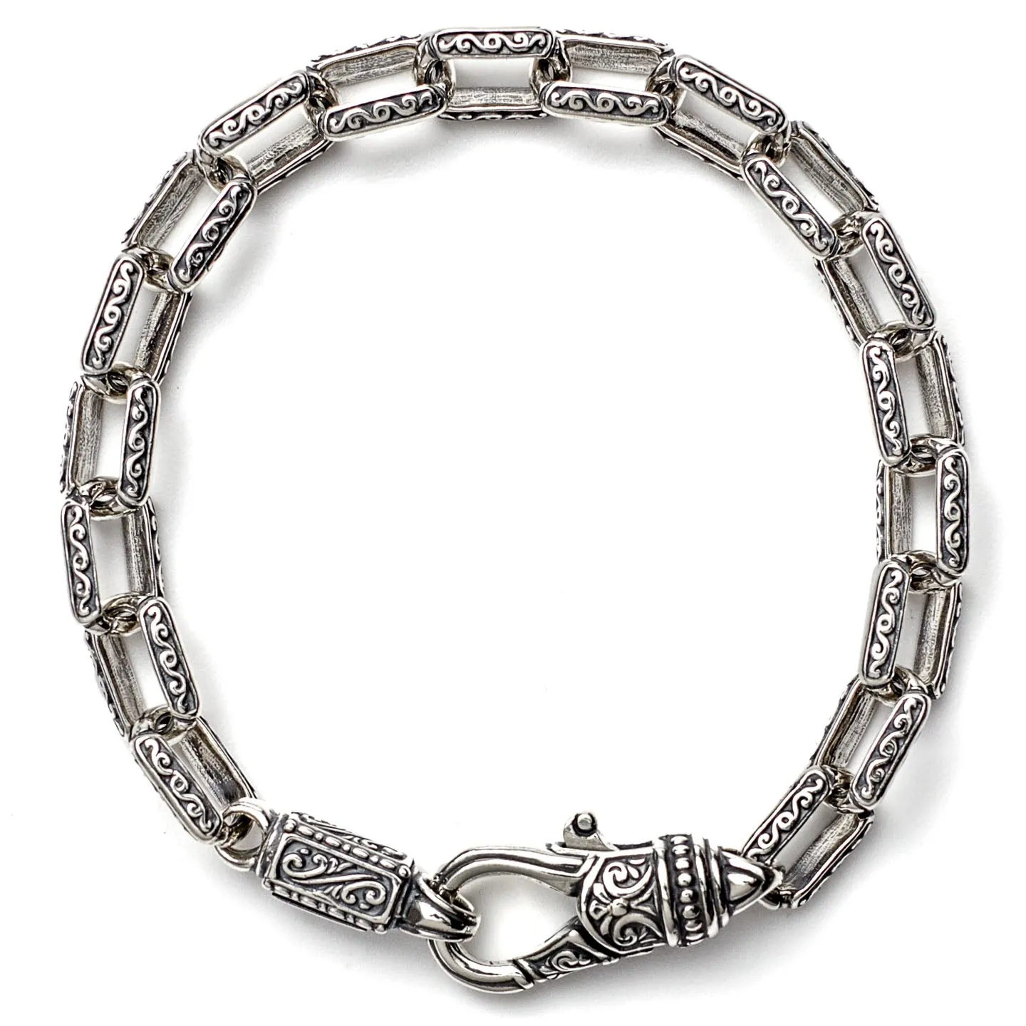 Konstantino Men's Sterling Silver Etched Link Bracelet