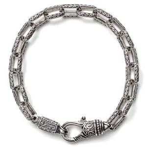 Konstantino Men's Sterling Silver Etched Link Bracelet