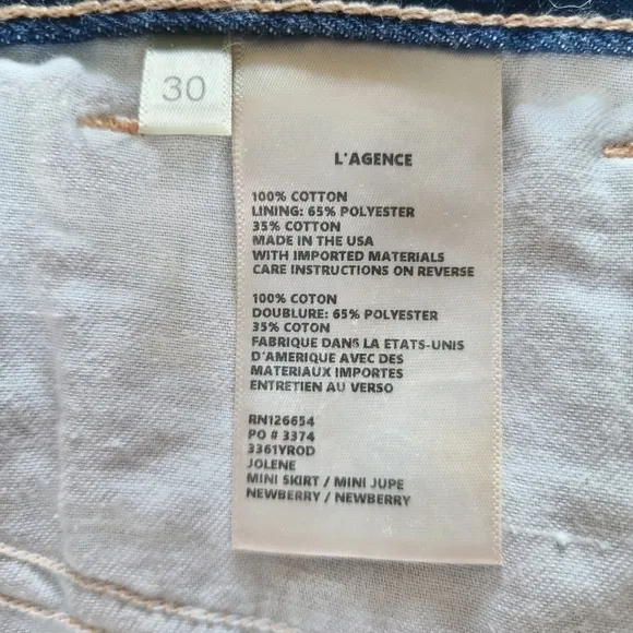 L'Agence Jolene Distressed Denim Miniskirt, Size 30, NWOT