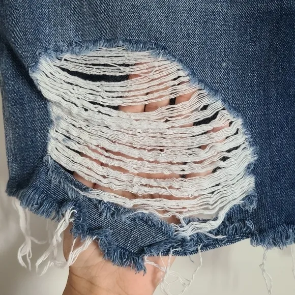 L'Agence Jolene Distressed Denim Miniskirt, Size 30, NWOT