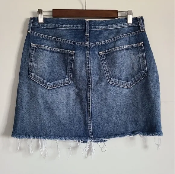 L'Agence Jolene Distressed Denim Miniskirt, Size 30, NWOT
