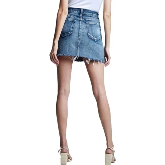 L'Agence Jolene Distressed Denim Miniskirt, Size 30, NWOT