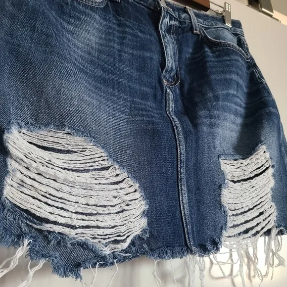 L'Agence Jolene Distressed Denim Miniskirt, Size 30, NWOT