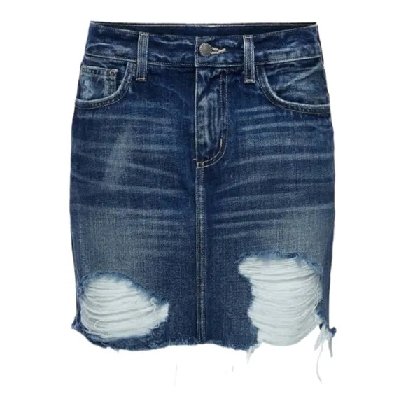 L'Agence Jolene Distressed Denim Miniskirt, Size 30, NWOT