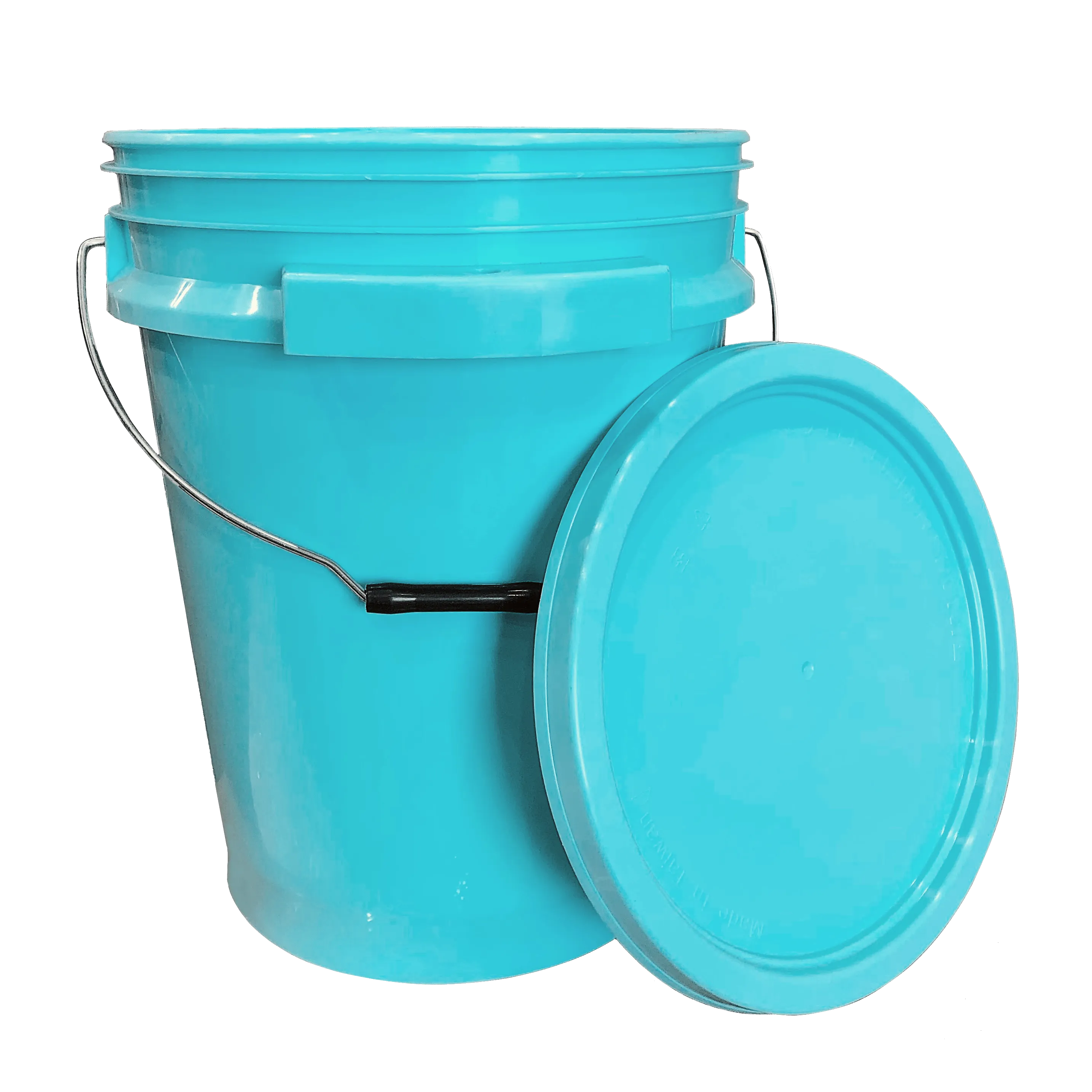 Lee Fisher Sports Bucket - 5 Gallon Metal Handle iSmart Bucket with Lid, Aqua Blue Color