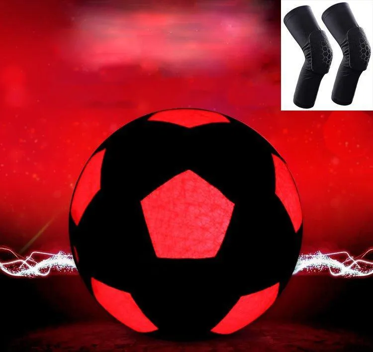 Light Up LED Soccer Ball Official Size 5   Hex Knee Pads Set