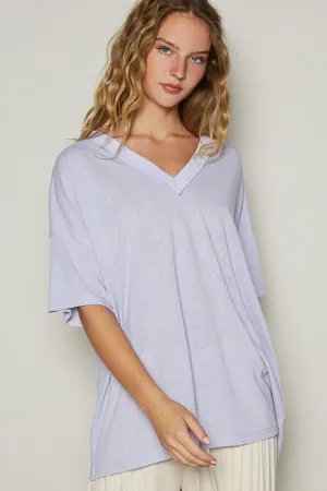 Lilac V-Neck Half Sleeve T-Shirt