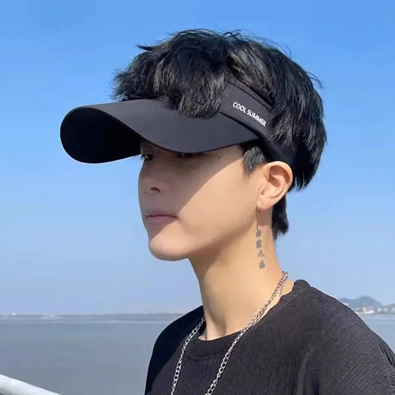 Long Brim Ice Silk Sun Hats Men Women Empty Top Baseball Cap Sunscreen Uv Protection Visors Outdoor Riding Running Sports Shades