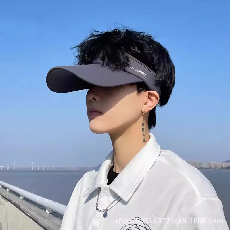 Long Brim Ice Silk Sun Hats Men Women Empty Top Baseball Cap Sunscreen Uv Protection Visors Outdoor Riding Running Sports Shades