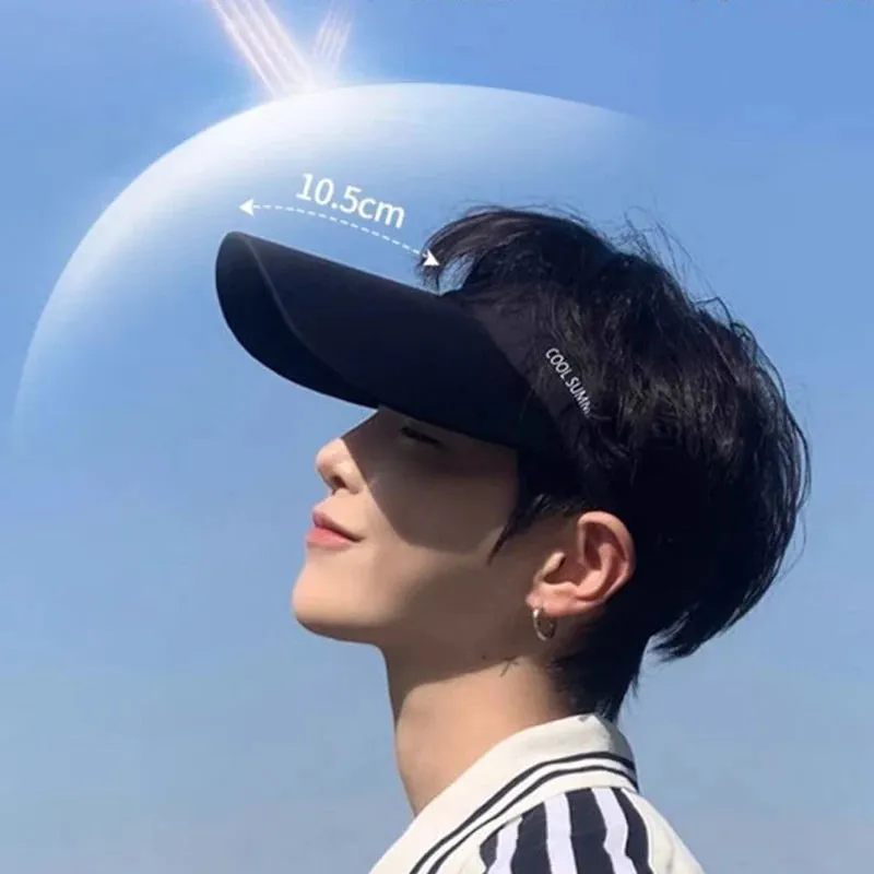 Long Brim Ice Silk Sun Hats Men Women Empty Top Baseball Cap Sunscreen Uv Protection Visors Outdoor Riding Running Sports Shades