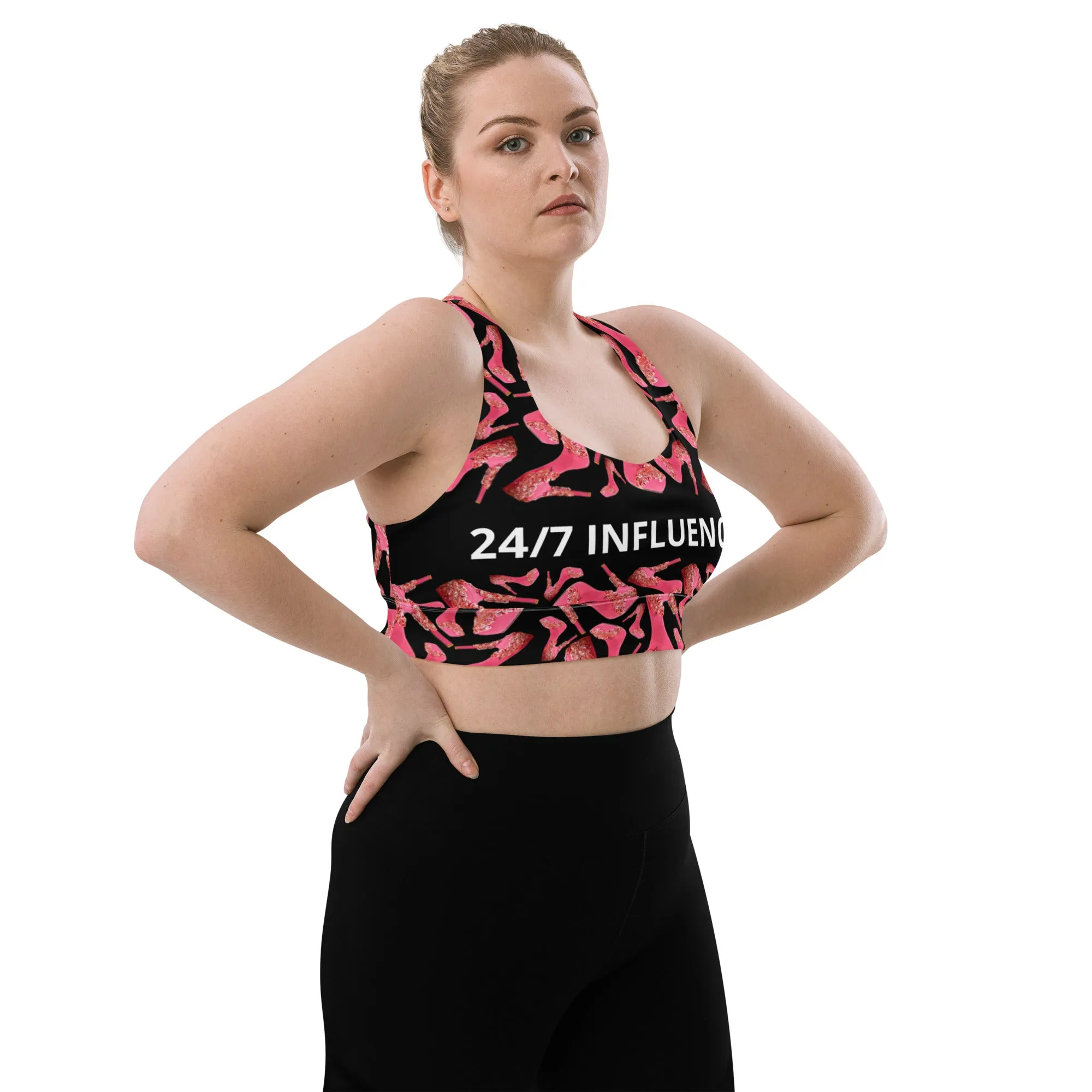 Longline sports bra '24/7 Influencer'