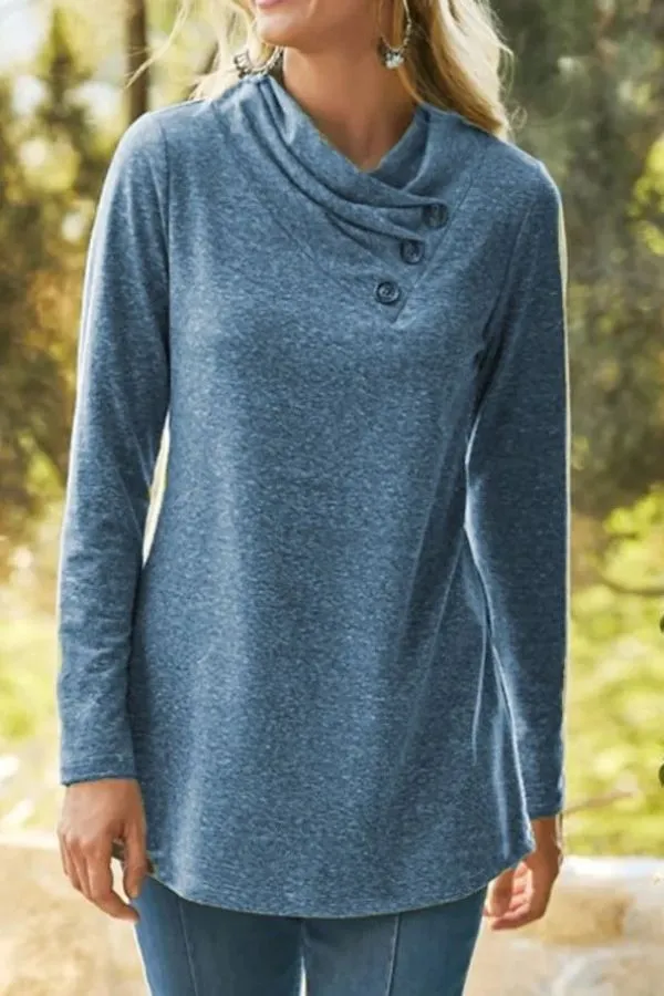 Loose Collar Solid Color Shirt