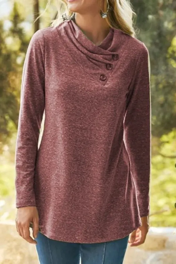 Loose Collar Solid Color Shirt