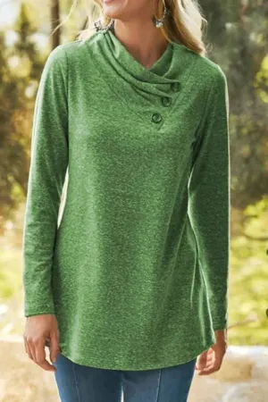 Loose Collar Solid Color Shirt