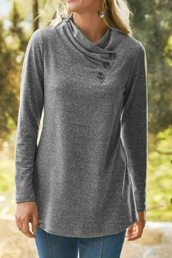 Loose Collar Solid Color Shirt