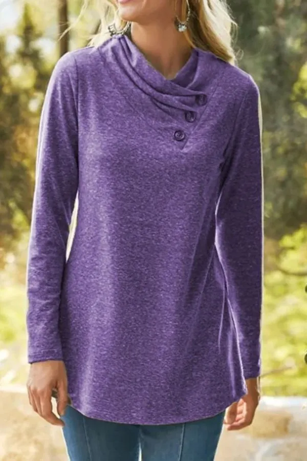 Loose Collar Solid Color Shirt