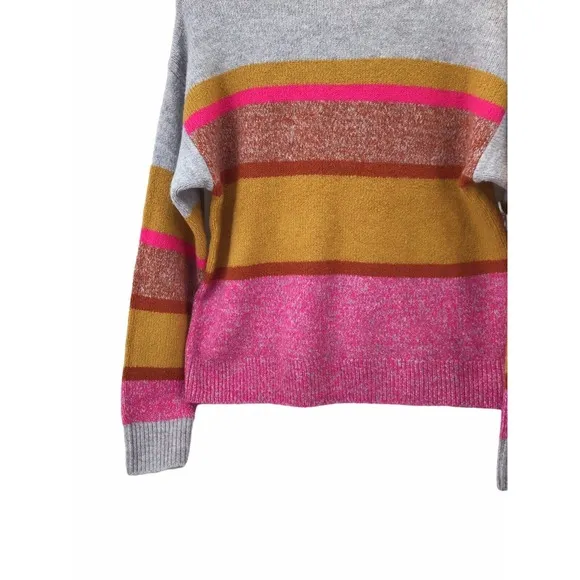 Lou &amp; Grey Womens Knit Sweater Size Medium Pink Gray Colorblock Stripes