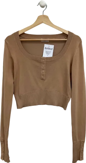 Lounge Beige Cropped Long Sleeve Top UK M