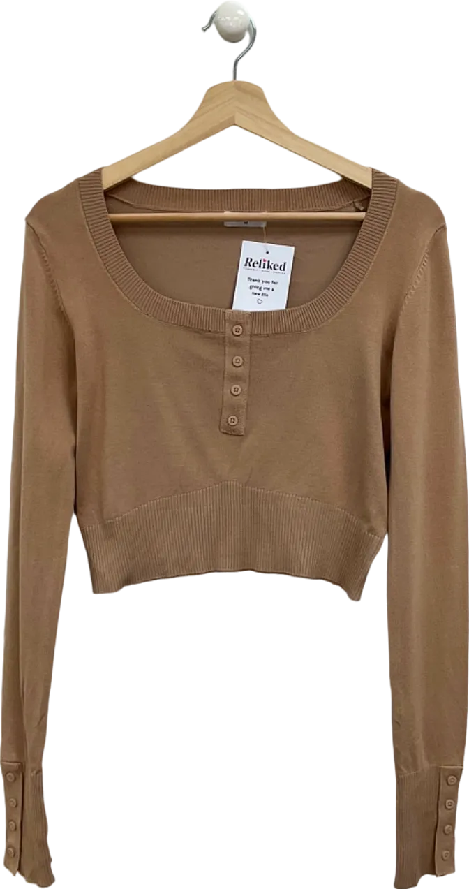 Lounge Beige Cropped Long Sleeve Top UK M