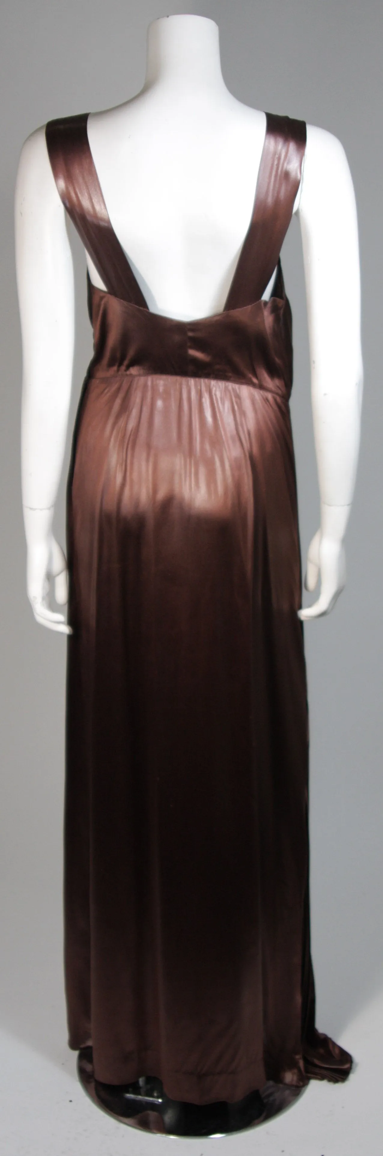 MADAME EME 1920s Brown Silk Gown with Boler Size Small