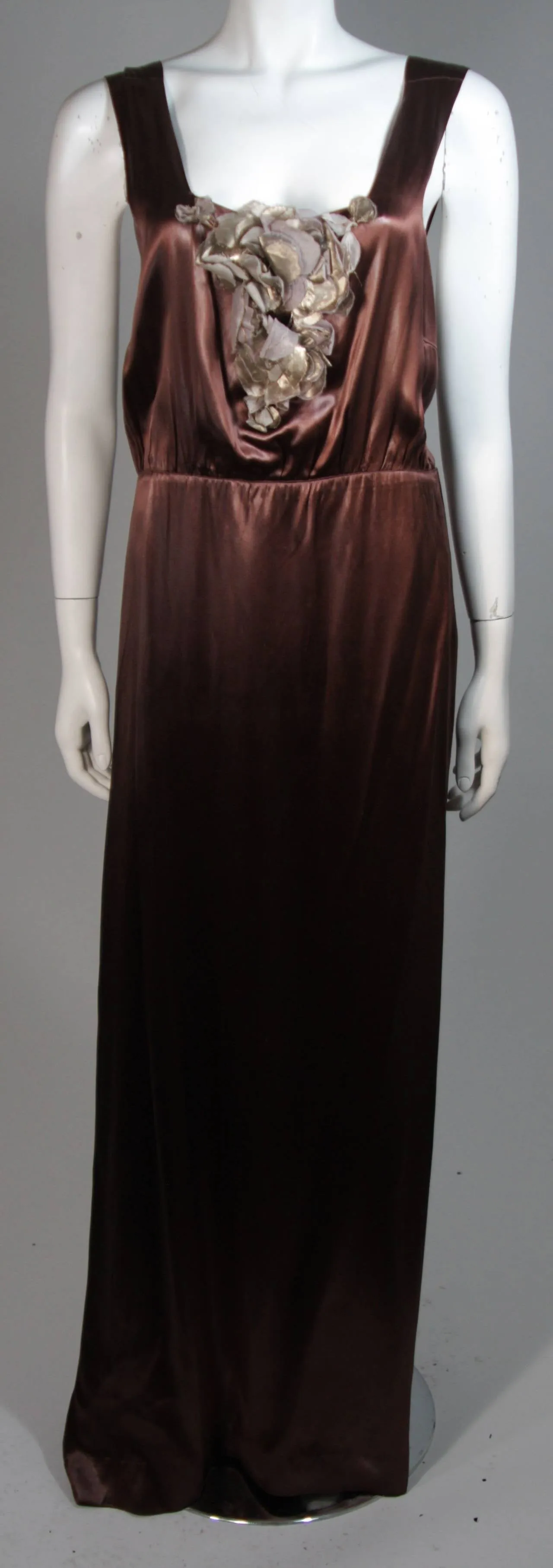 MADAME EME 1920s Brown Silk Gown with Boler Size Small
