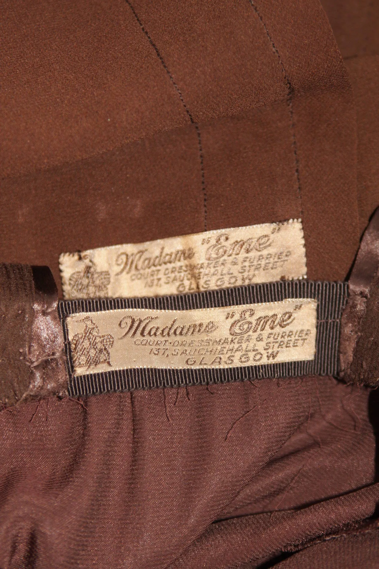 MADAME EME 1920s Brown Silk Gown with Boler Size Small