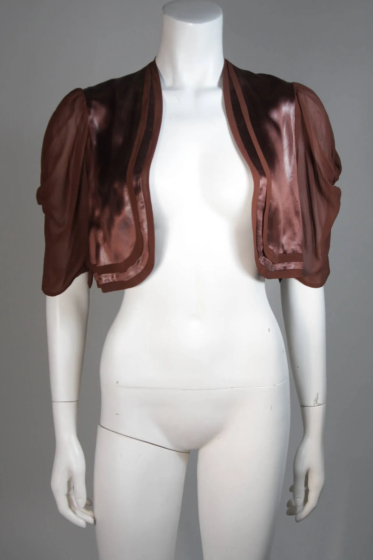 MADAME EME 1920s Brown Silk Gown with Boler Size Small