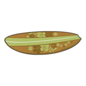 Magnet, Surfboard (Hawaiian Flowers, Green), 6.75" x 2"