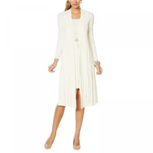 MarlaWynne Women's Pleated Stretch Knit Duster Sweater Cardigan