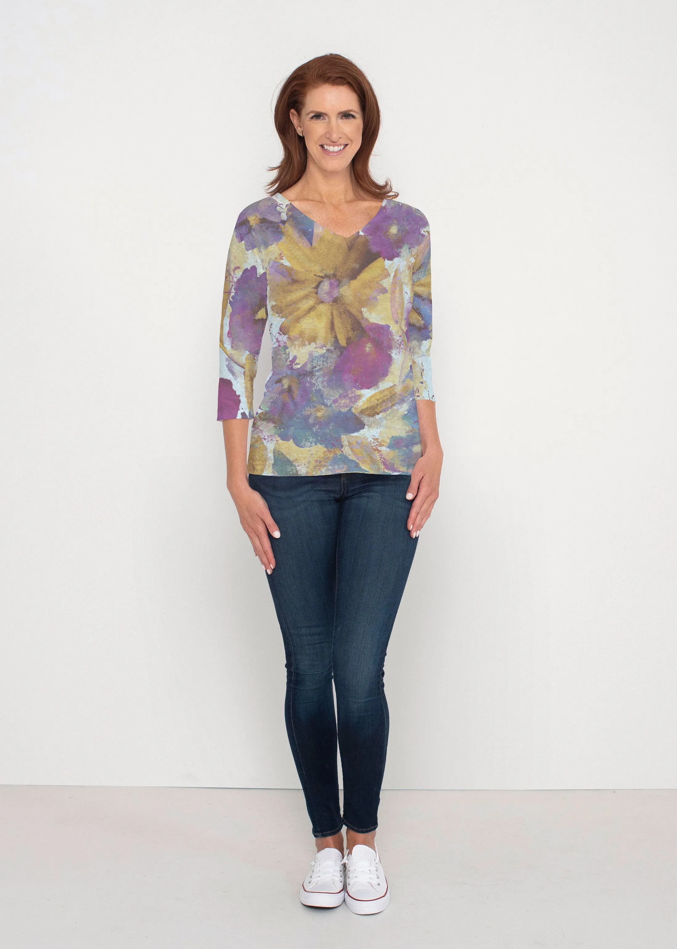 Maya (17266) ~ Signature 3/4 Sleeve V-Neck Top