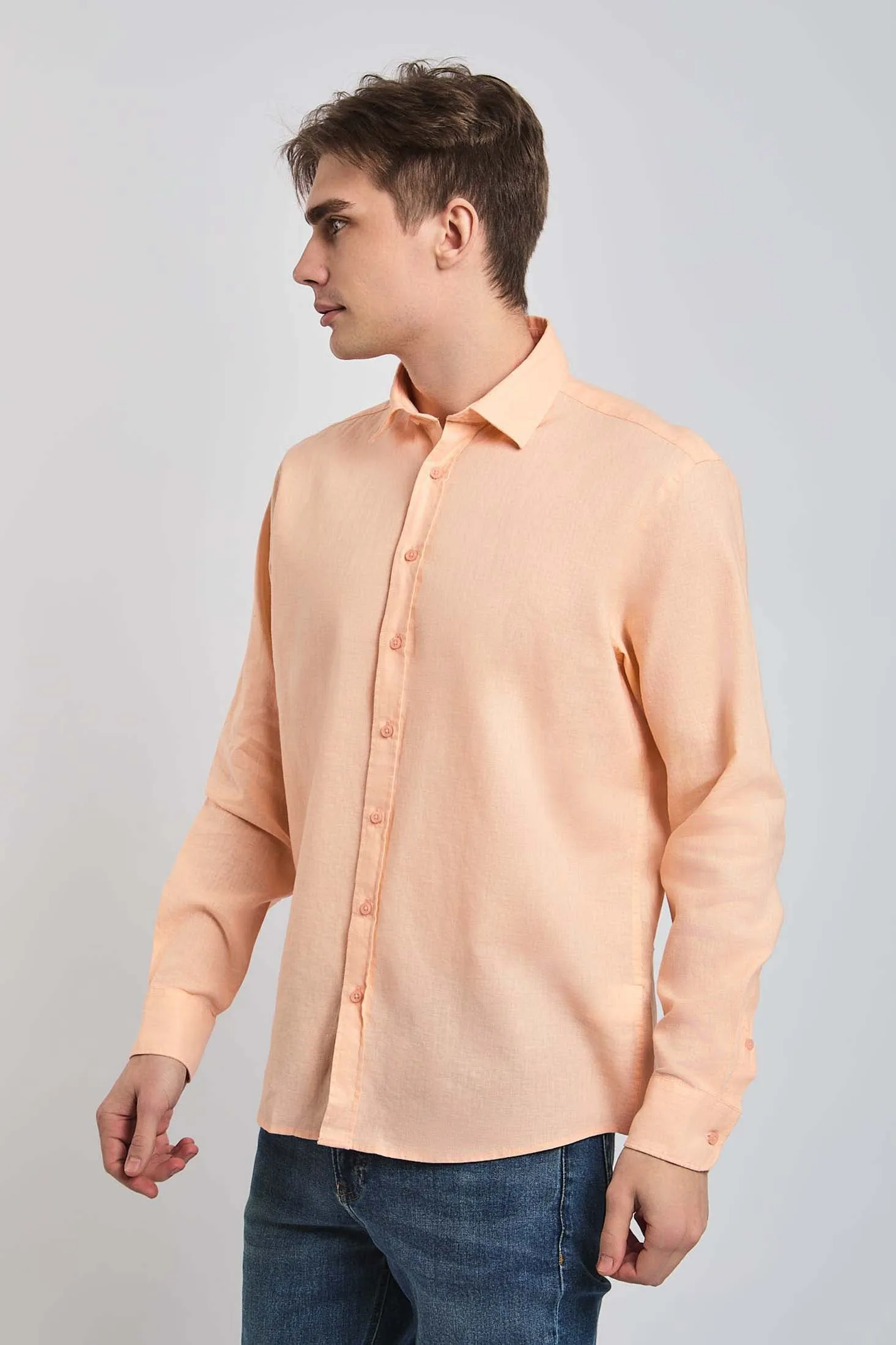 Men Shirt Casual Regular Fit Orange