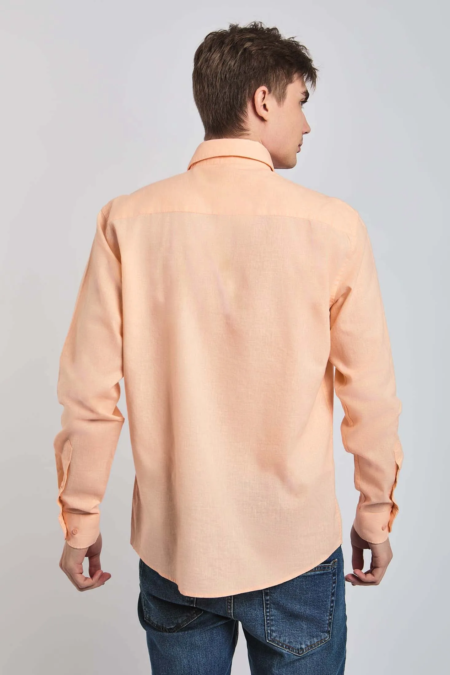 Men Shirt Casual Regular Fit Orange