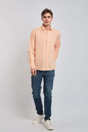 Men Shirt Casual Regular Fit Orange