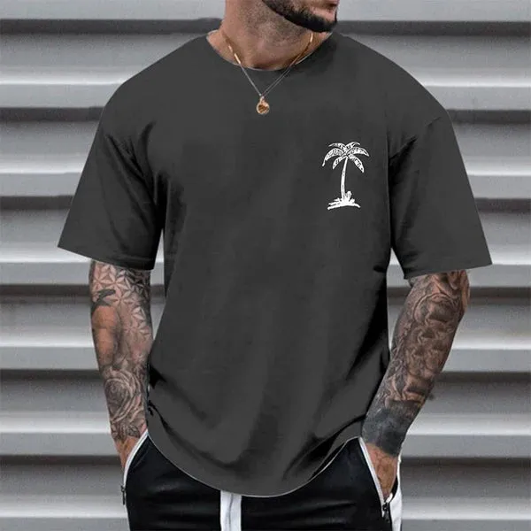 MEN'S CASUAL COCONUT TREE ROUND NECK T-SHIRT