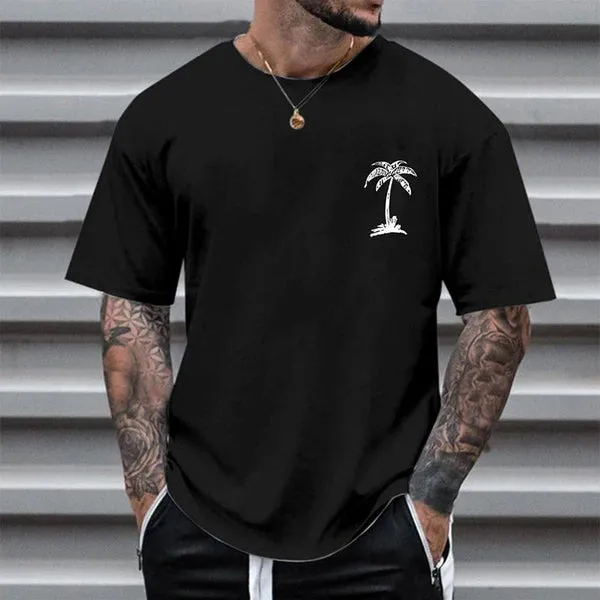 MEN'S CASUAL COCONUT TREE ROUND NECK T-SHIRT