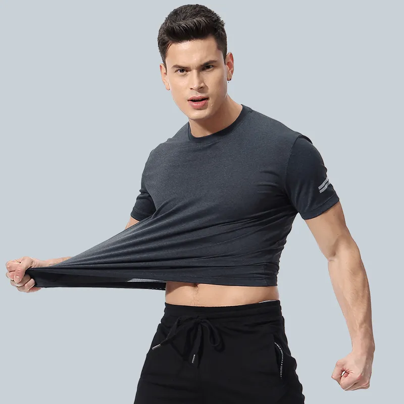 Men'S Loose Large Size Quick-Drying T-Shirt round Neck Stretch Fitness Clothing