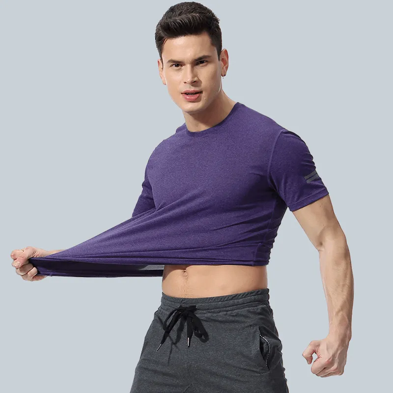 Men'S Loose Large Size Quick-Drying T-Shirt round Neck Stretch Fitness Clothing