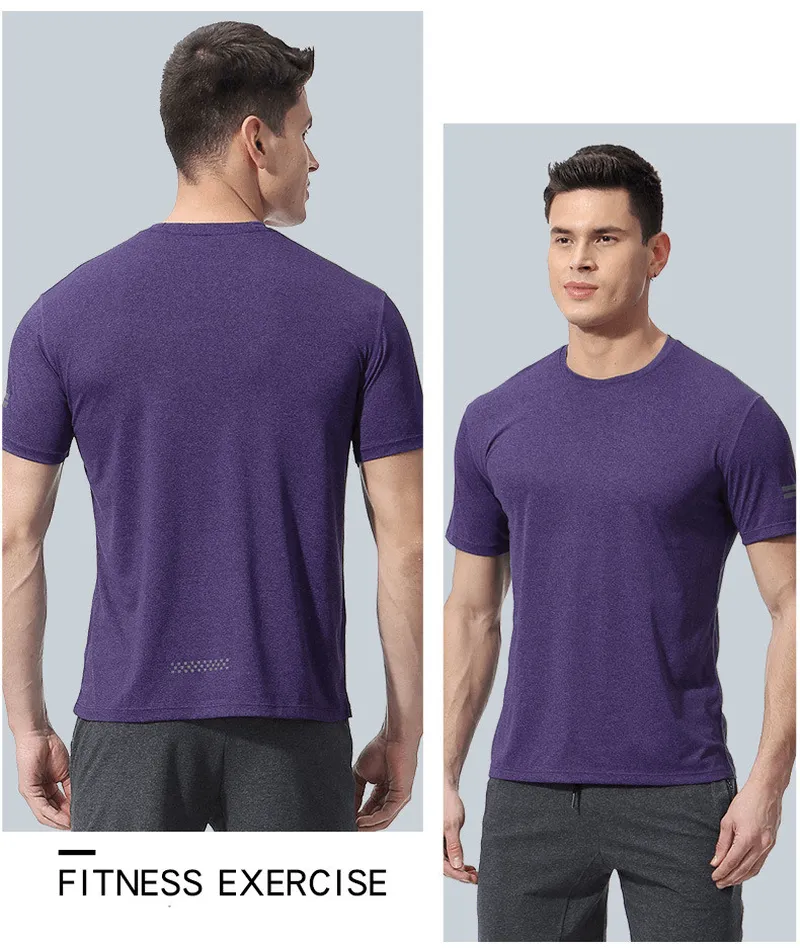Men'S Loose Large Size Quick-Drying T-Shirt round Neck Stretch Fitness Clothing
