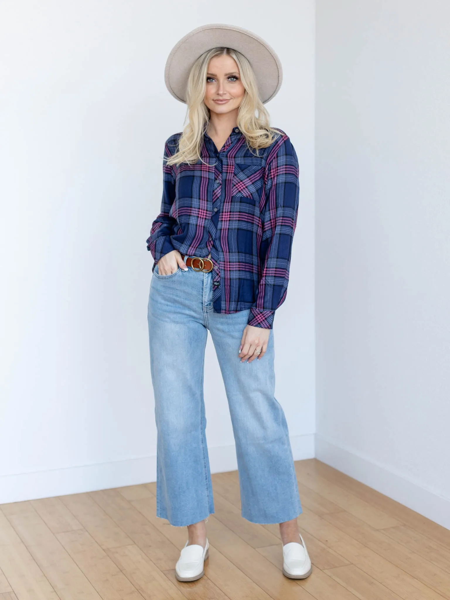 MICA Ball Blue High Rise Wide Raw Hem