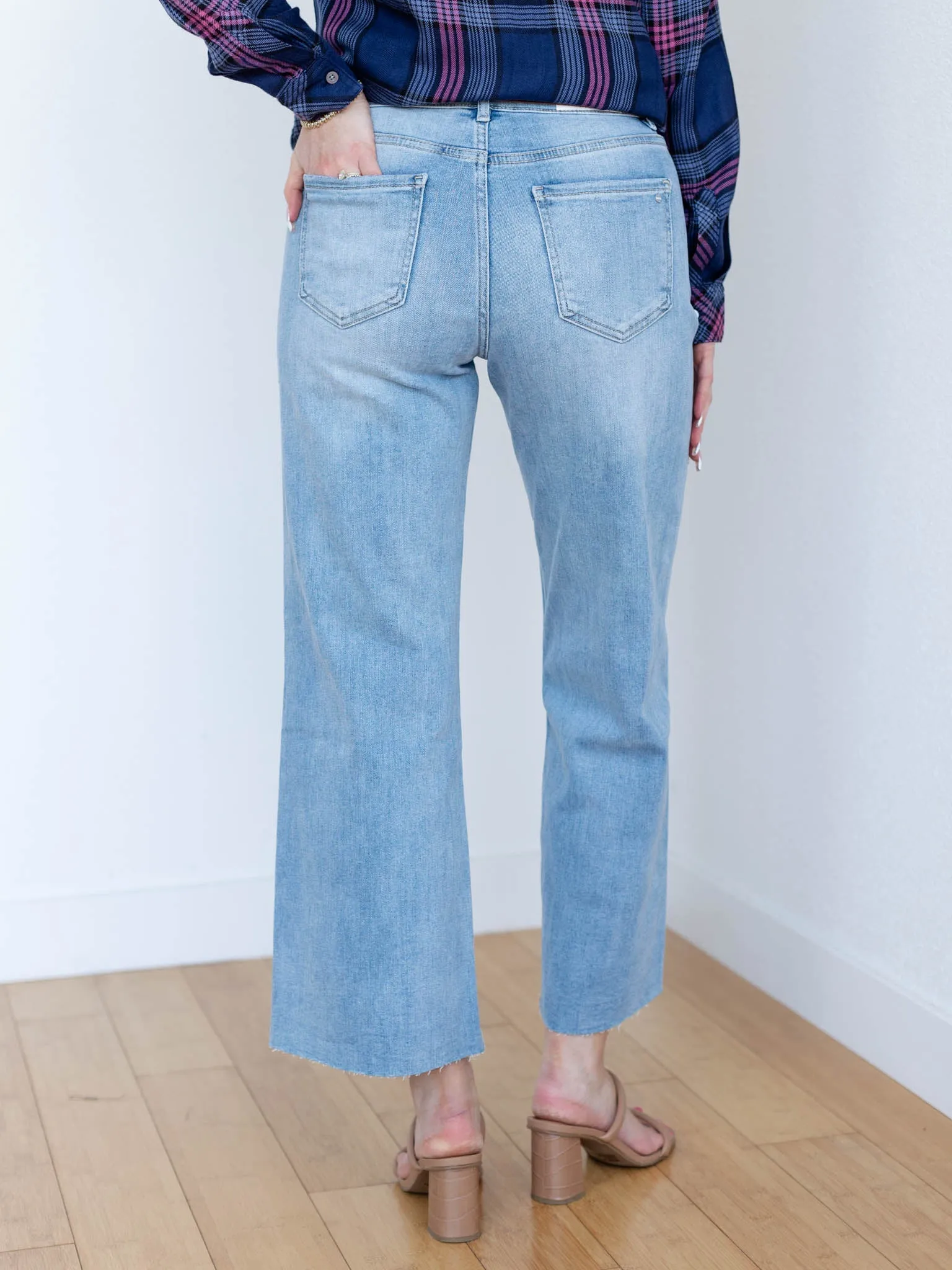 MICA Ball Blue High Rise Wide Raw Hem