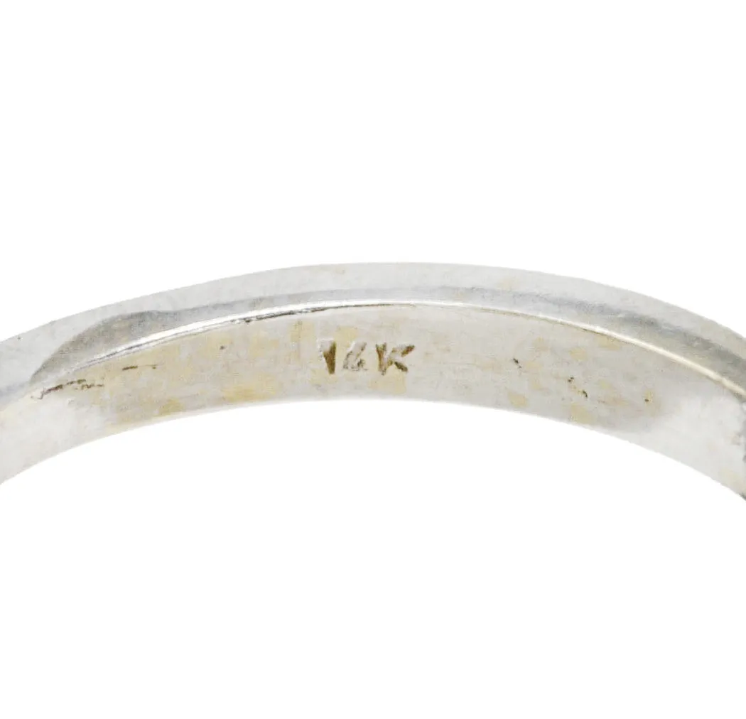 Mid-Century Opal Diamond 14 Karat White Gold Vintage Ring