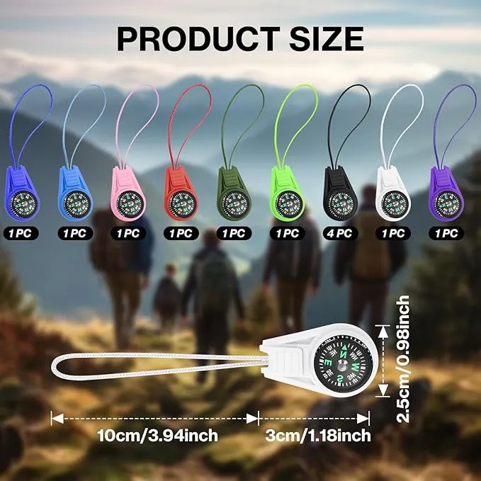 Mini Compass for Kids Compass Keychain, Small Compass Bulk, Multi-Color Outdoor Camping Hiking Pocket Compass for Survival Kits Watchband Bracelet Necklace Keychain