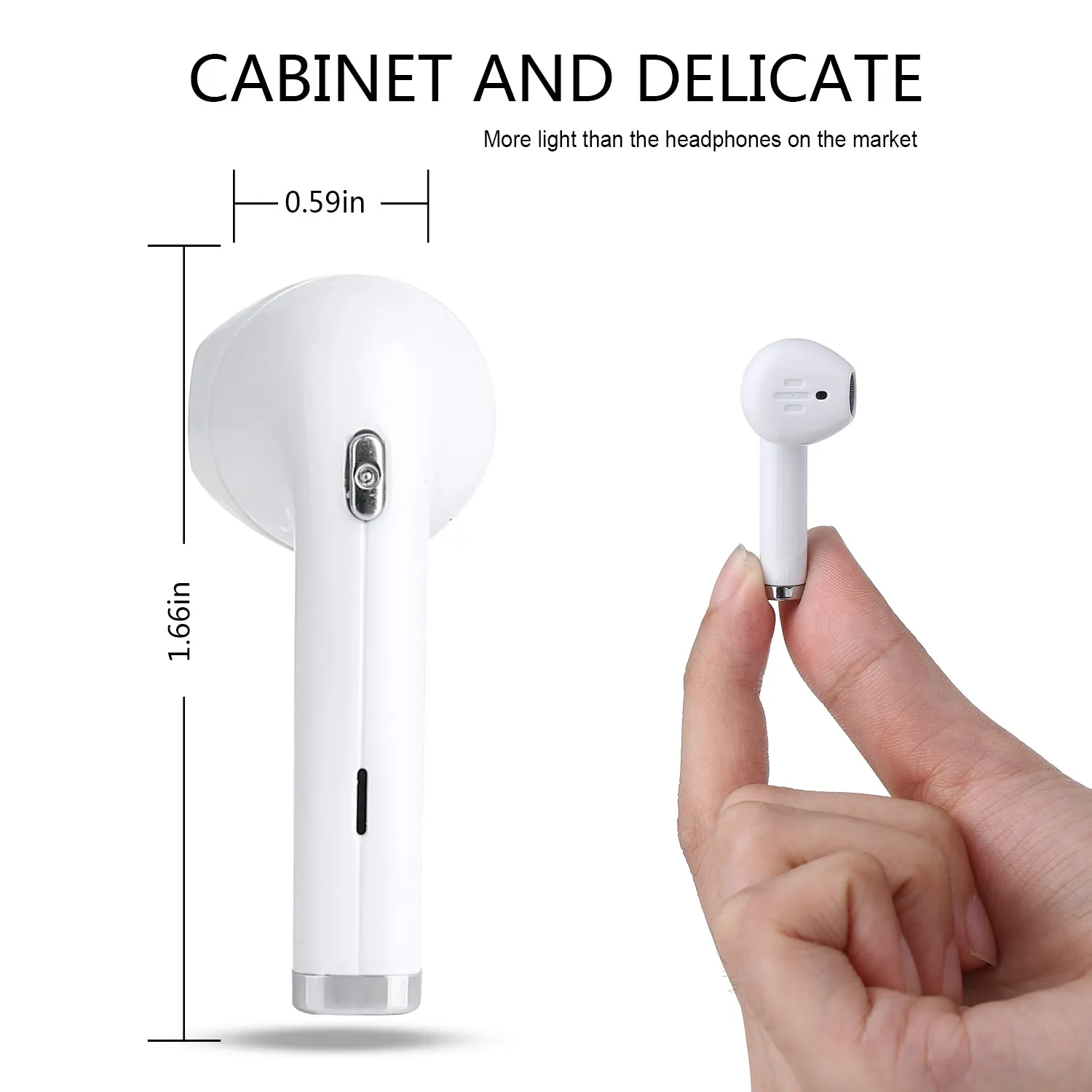 Mini Wireless In-Ear Bluetooth Earphone 180 Degrees Rotated Headset for iPhone Samsung black