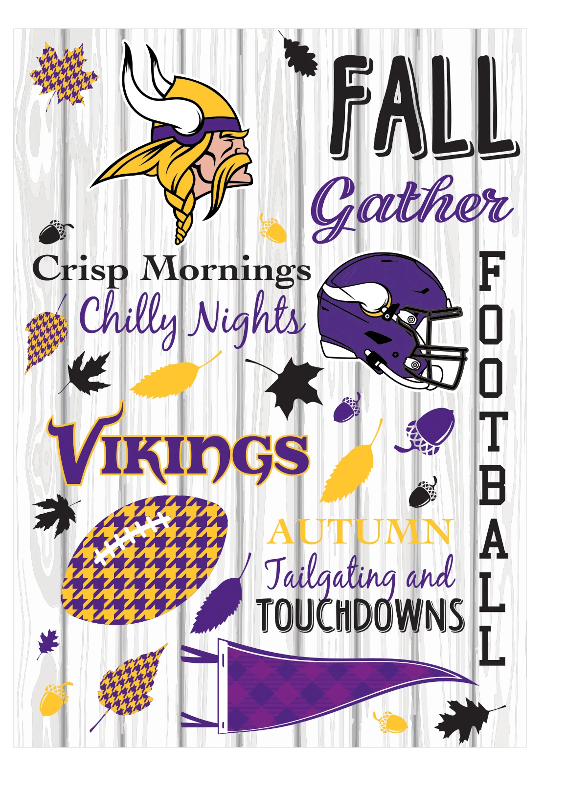 Minnesota Vikings, Moire Flag, House Size, Fall Seasonal,13m3817